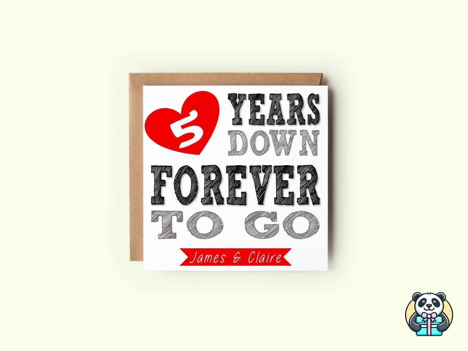 Forever To Go Personalised Anniversary Card - The Gifted Panda Main image