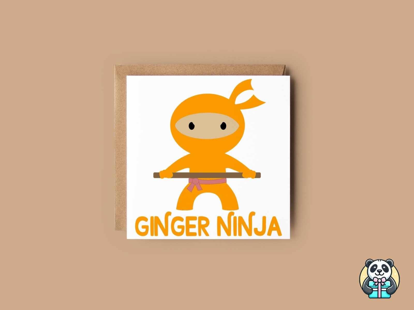 Ginger Ninja Greetings Card - The Gifted Panda