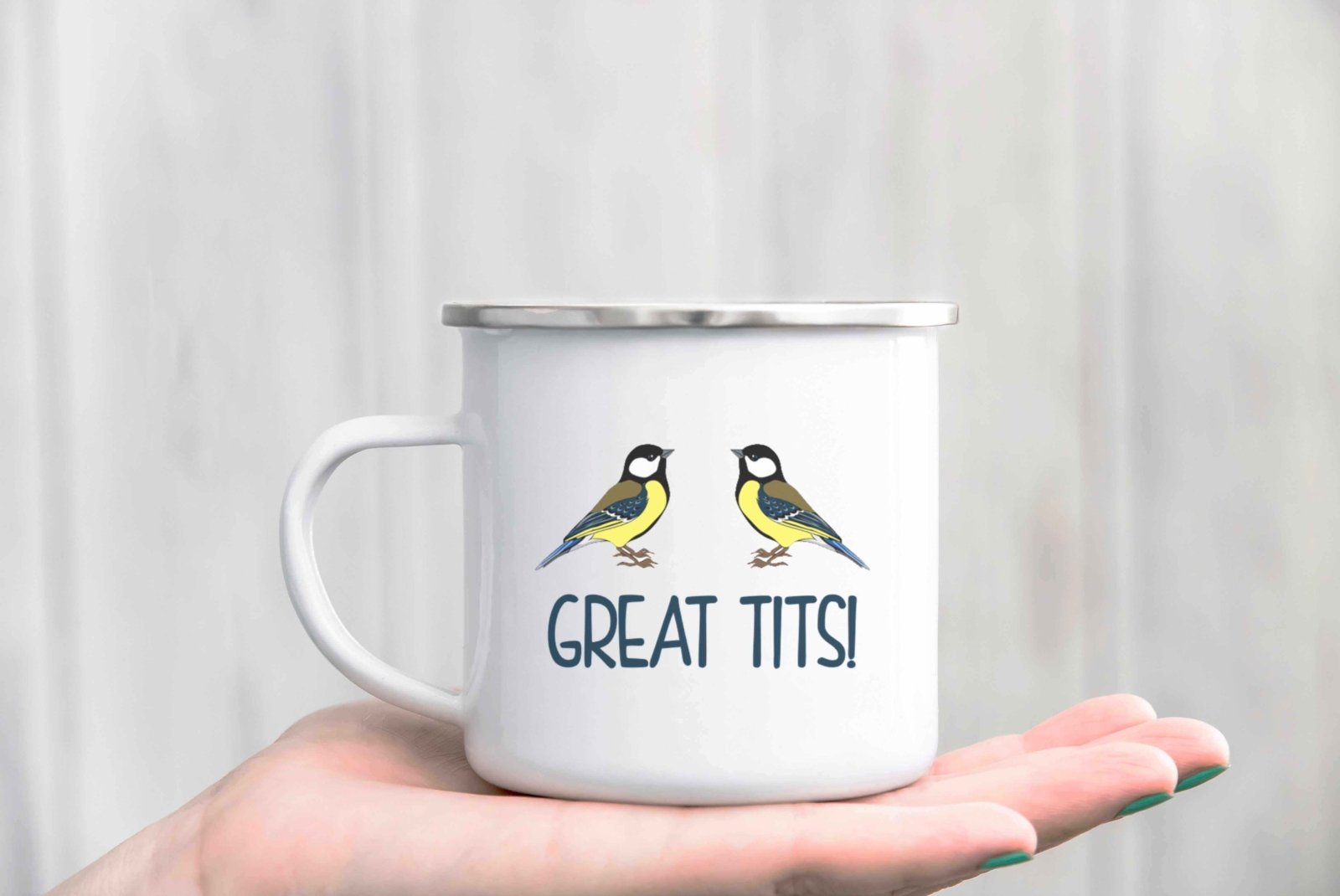 Great Tits Enamel Mug - The Gifted Panda Main image