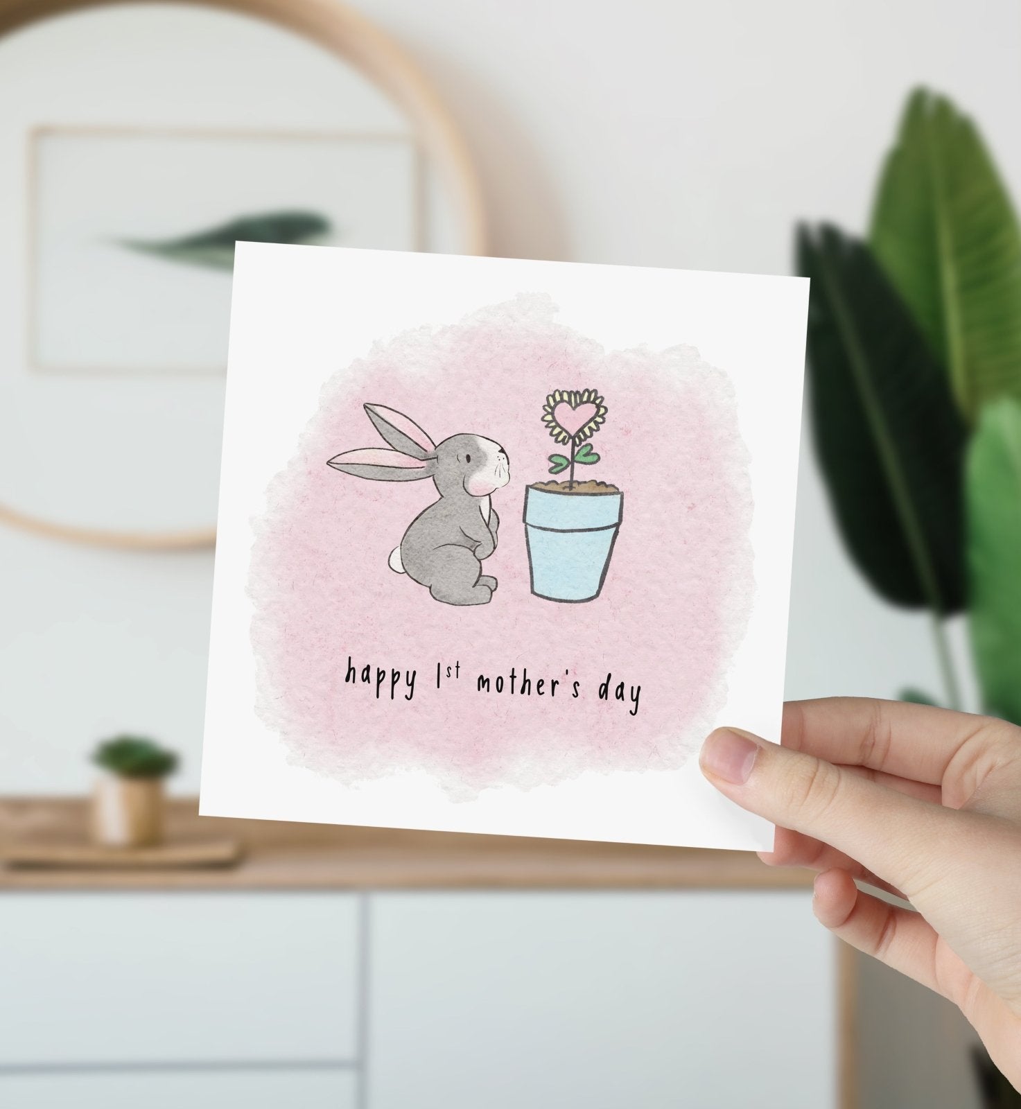 Happy 1st Mother's Day Pink Rabbit Card - The Gifted Panda