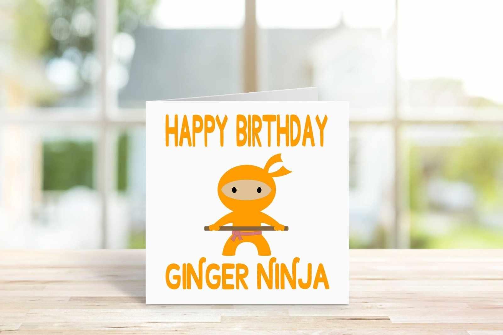 Happy Birthday Ginger Ninja Greetings Card Secondary image