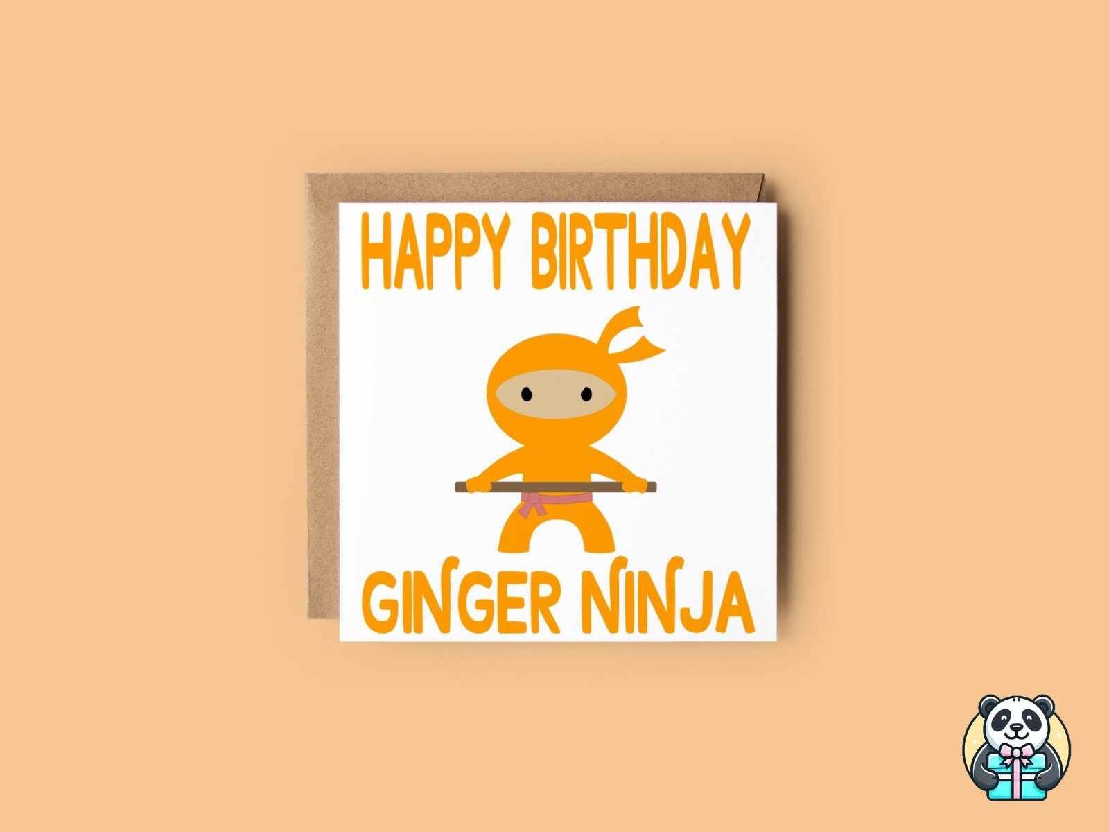 Happy Birthday Ginger Ninja Greetings Card - The Gifted Panda