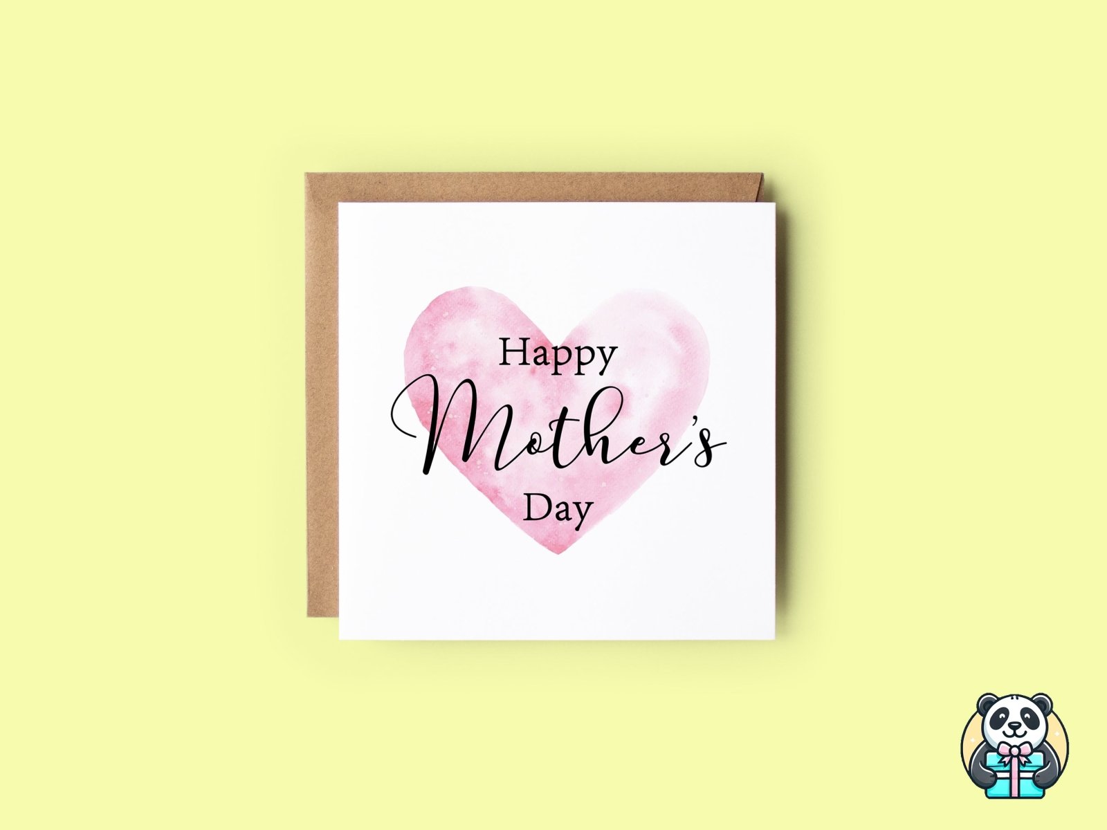 Happy Mother's Day Watercolour Heart Card - The Gifted Panda