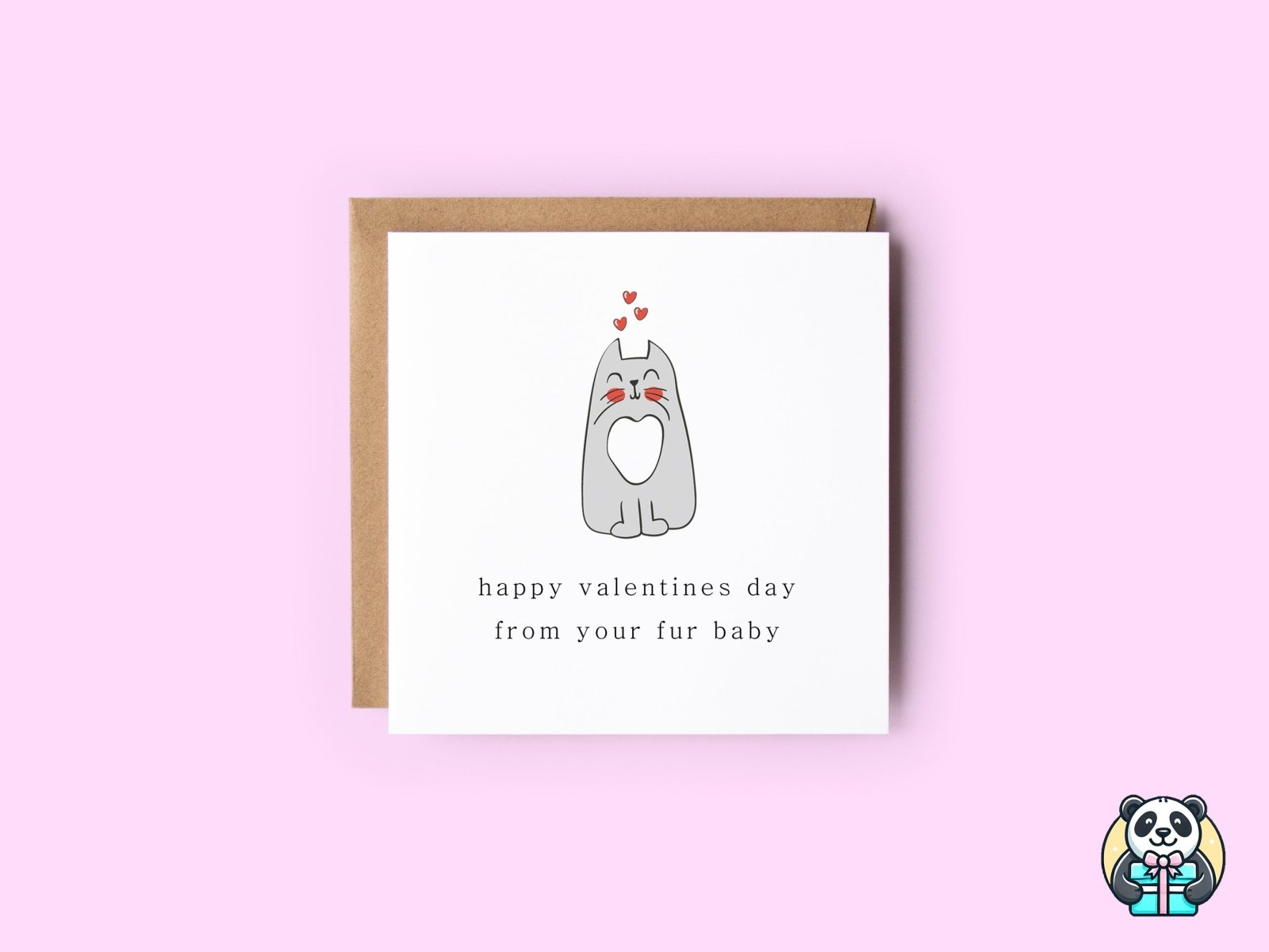 Happy Valentine's Day From Your Fur Baby Greetings Card - Cat - The Gifted Panda Main image