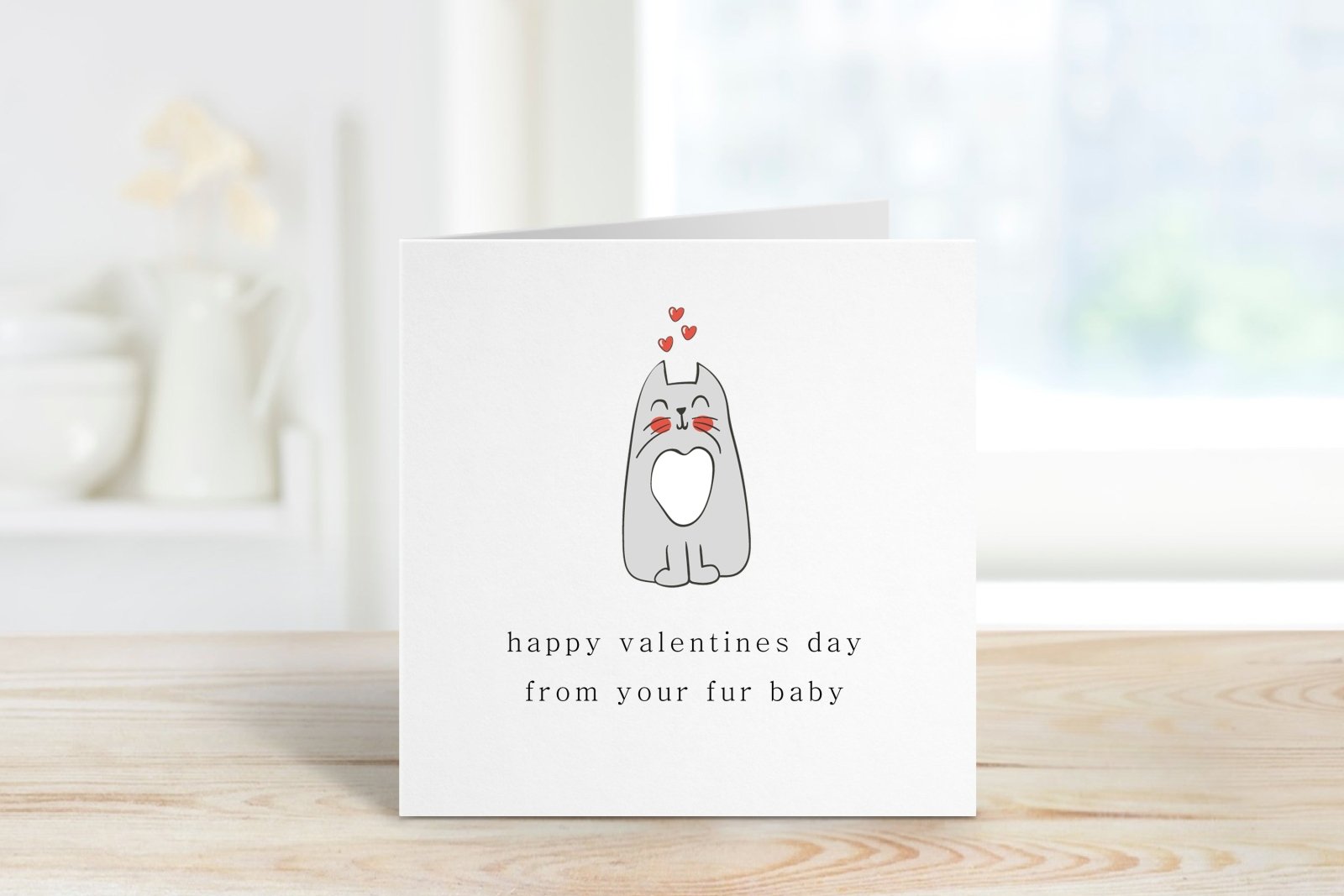 Happy Valentine's Day From Your Fur Baby Greetings Card - Cat Secondary image