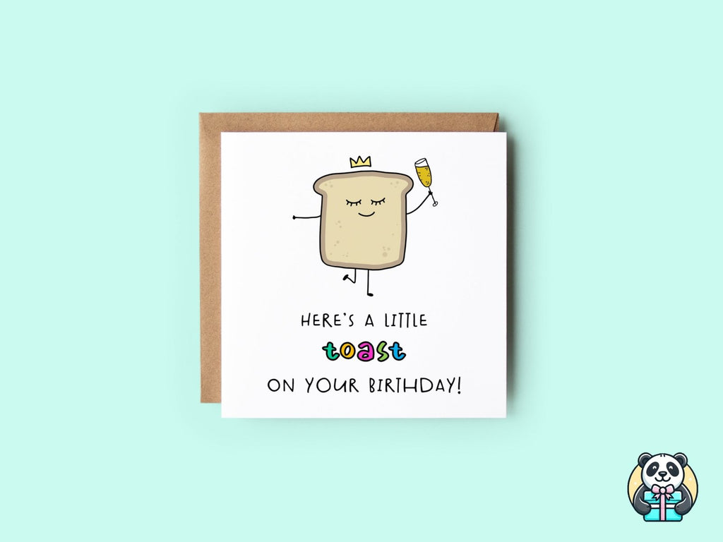 Here's A Little Toast On Your Birthday Card - The Gifted Panda