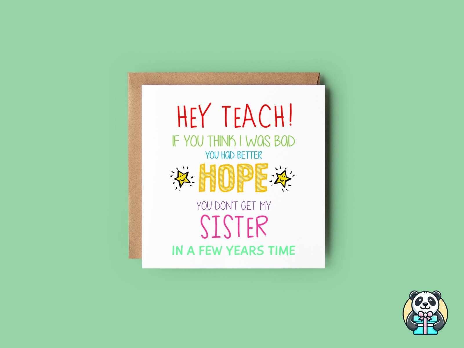 Hey Teach Greetings Card - The Gifted Panda