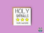 Holy Shitballs You're Awesome Greetings Card - The Gifted Panda