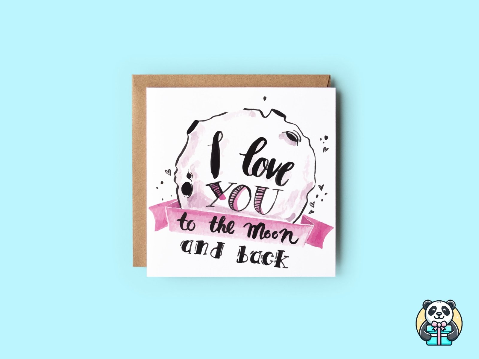 I Love You To The Moon And Back Greetings Card - The Gifted Panda Main image