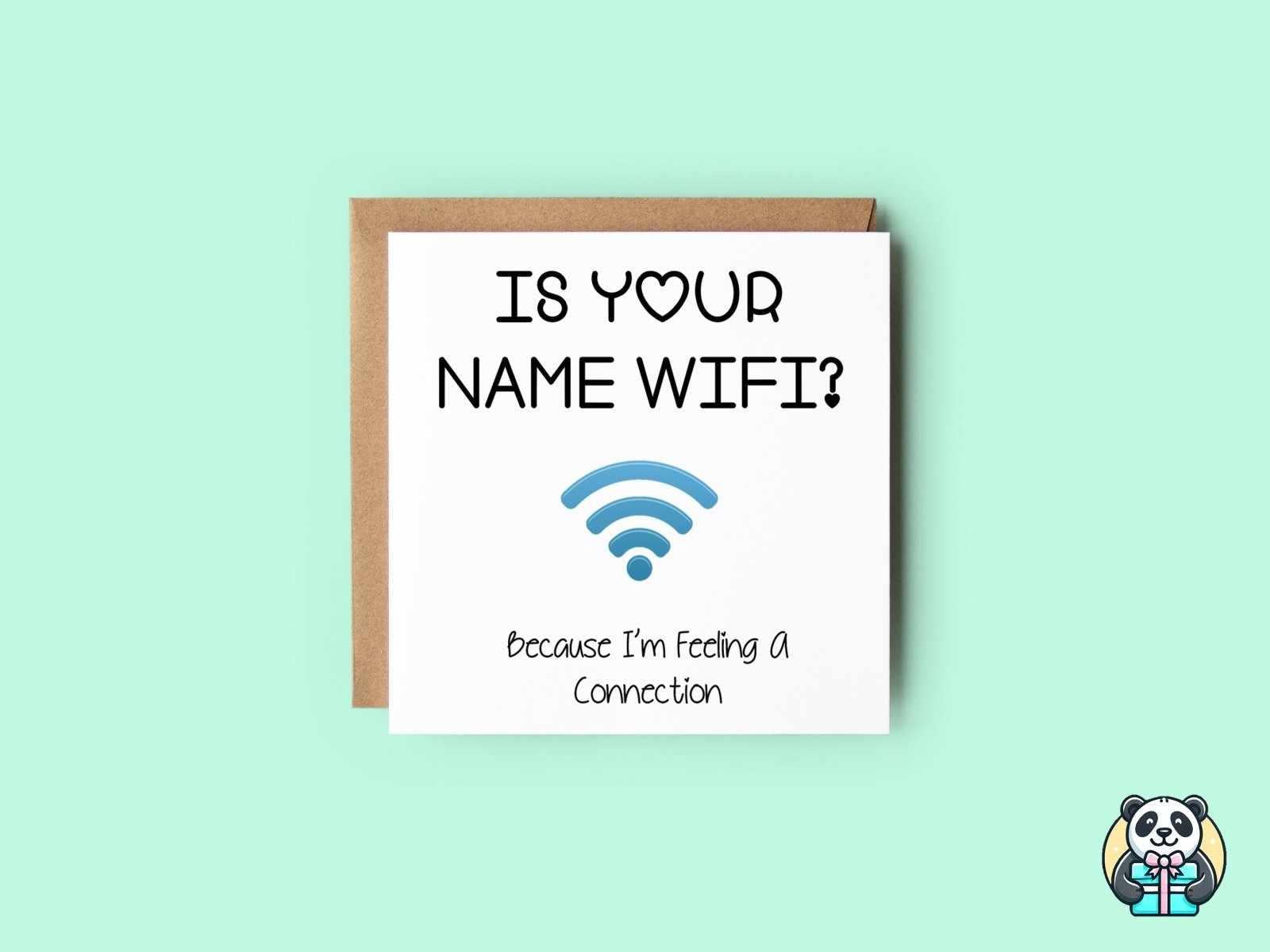 Is Your Name Wifi Greetings Card - The Gifted Panda Main image
