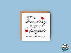 Love Story Happy Anniversary Greetings Card - The Gifted Panda