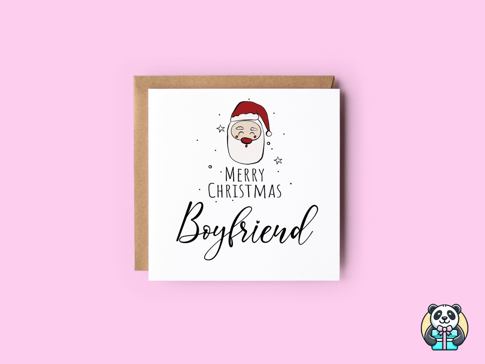 Merry Christmas Boyfriend - Santa Christmas Card - The Gifted Panda Main image