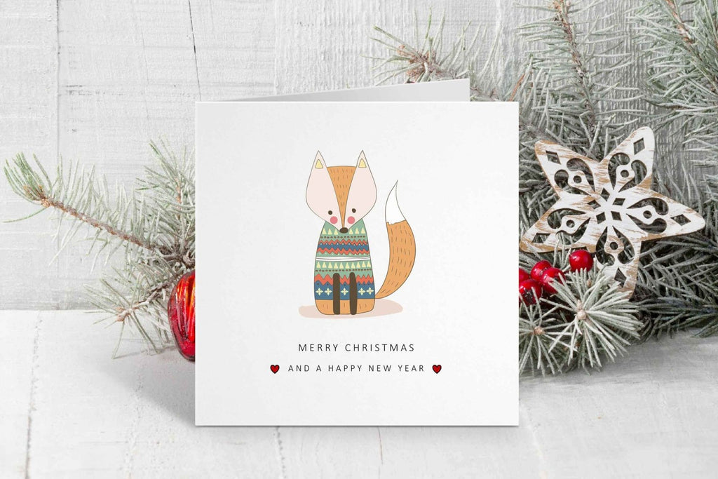 Merry Christmas Card Cute Woodland Animals - Set Of 4 - The Gifted Panda