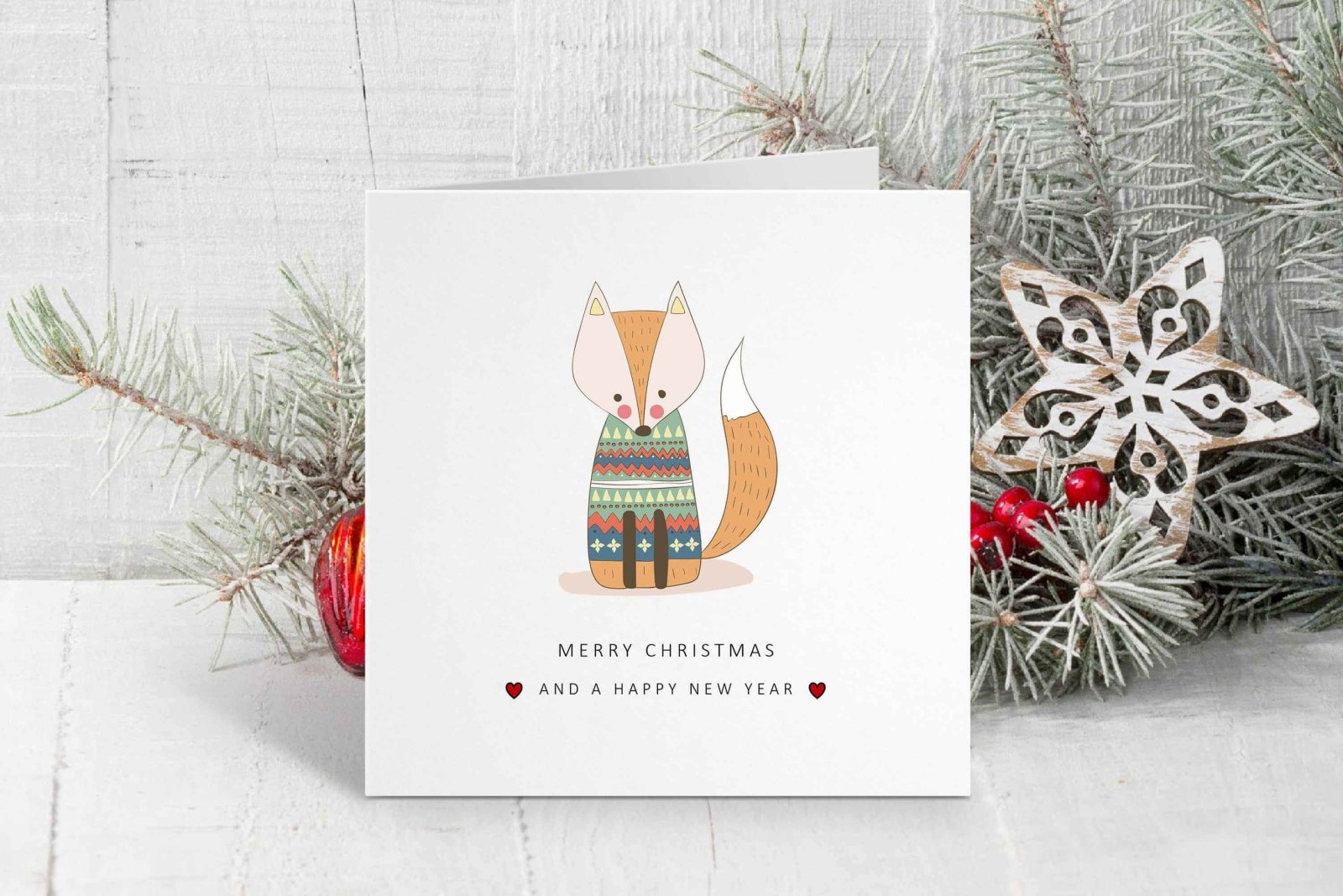 Merry Christmas Card Cute Woodland Animals - Set Of 4 - The Gifted Panda
