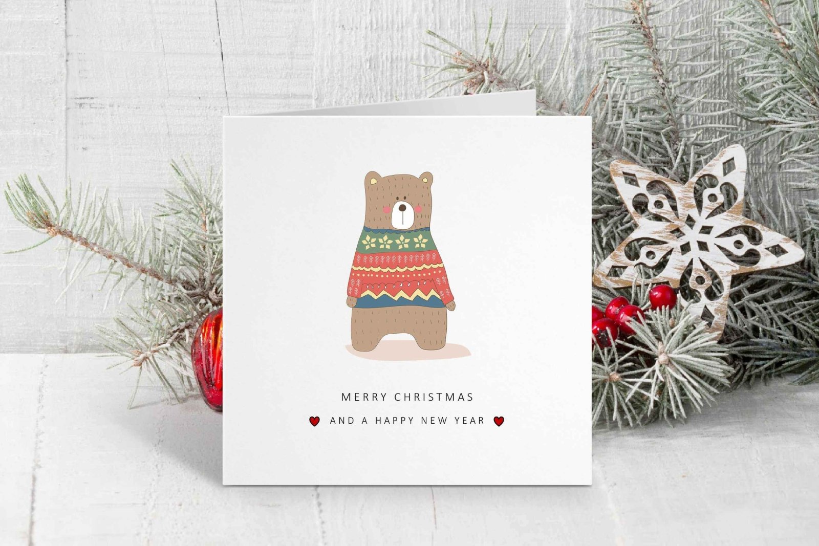 Merry Christmas Card Cute Woodland Animals - Set Of 4 - The Gifted Panda