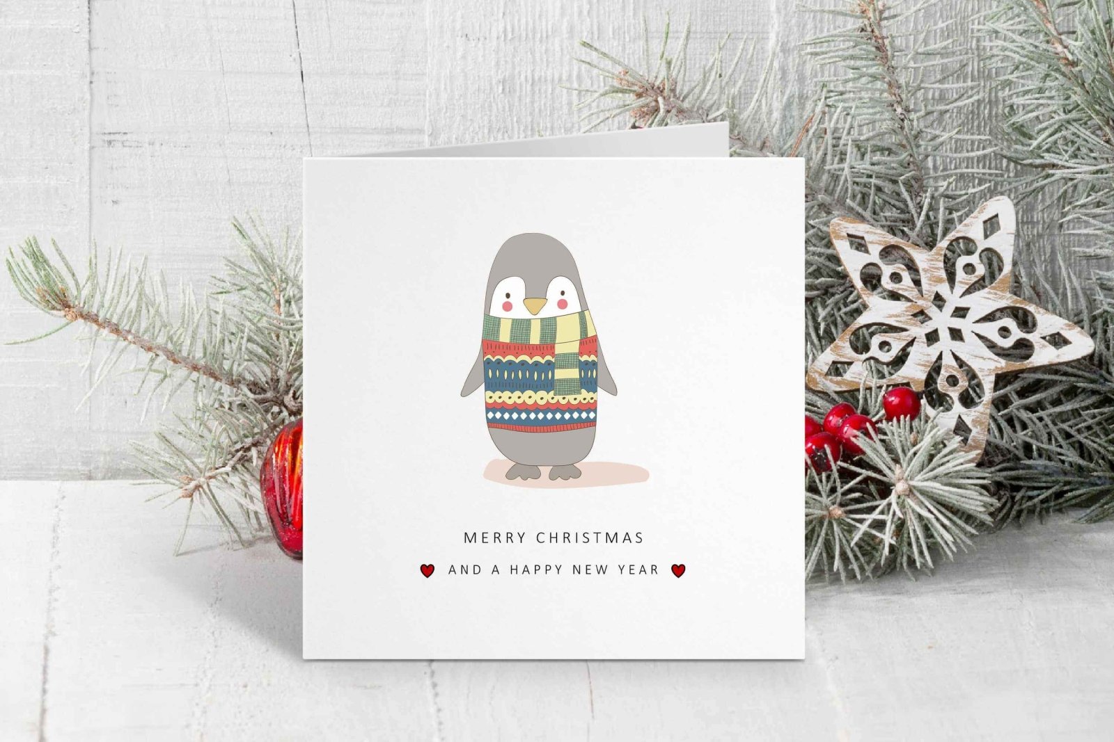 Merry Christmas Card Cute Woodland Animals - Set Of 4 - The Gifted Panda