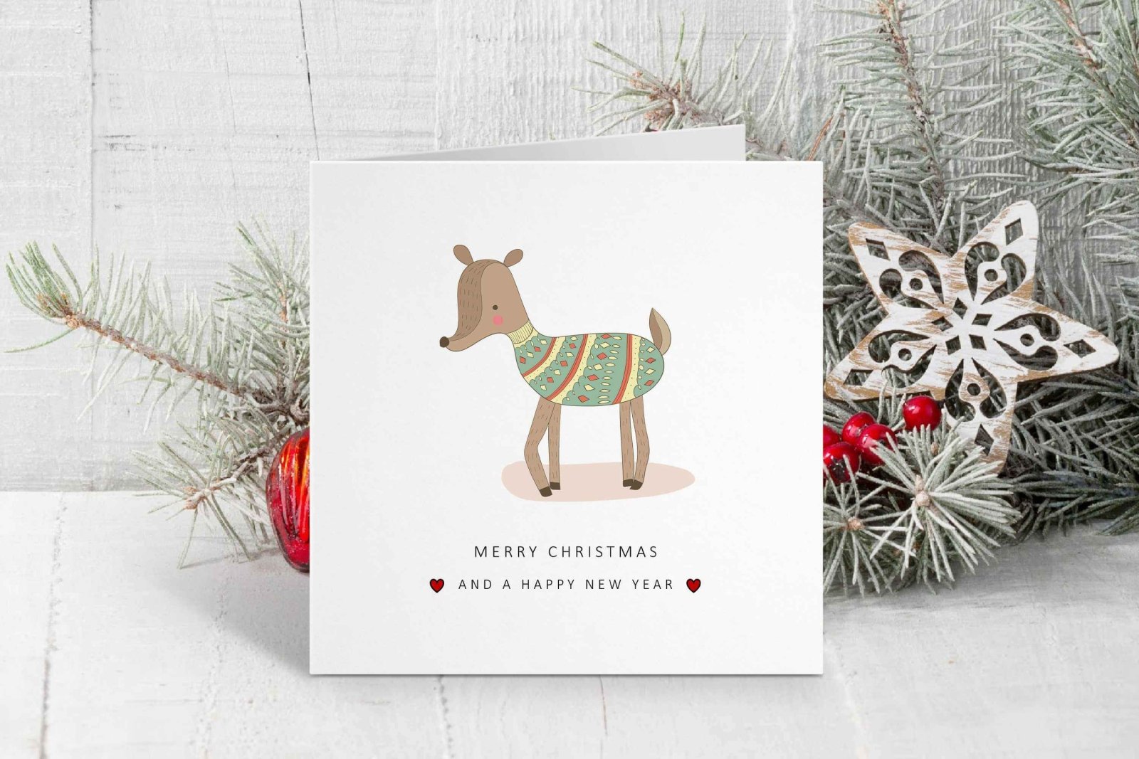 Merry Christmas Card Cute Woodland Animals - Set Of 4 - The Gifted Panda