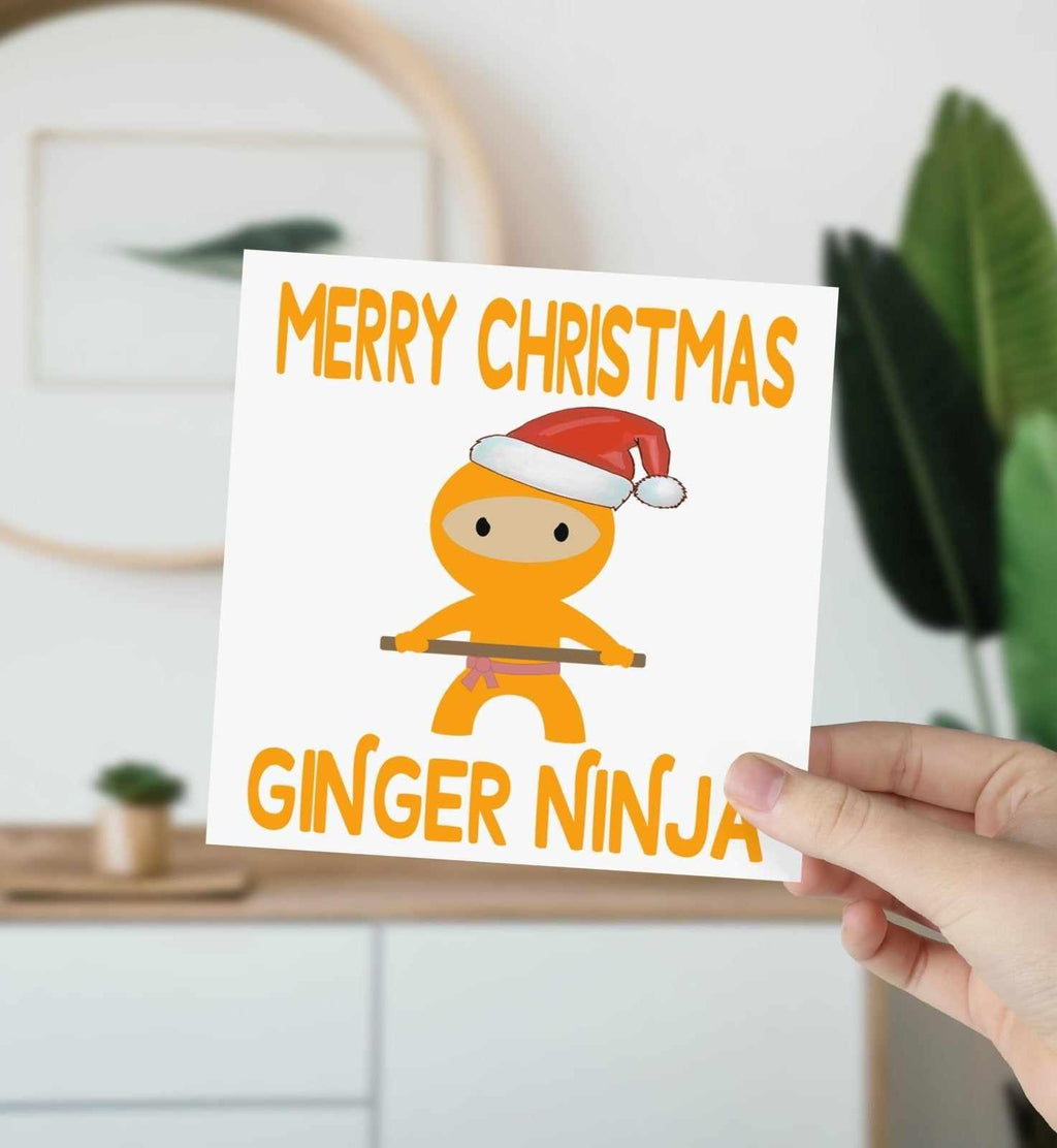 Merry Christmas Ginger Ninja Greetings Card - The Gifted Panda