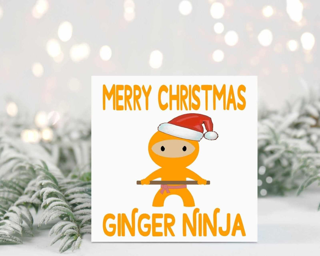 Merry Christmas Ginger Ninja Greetings Card - The Gifted Panda