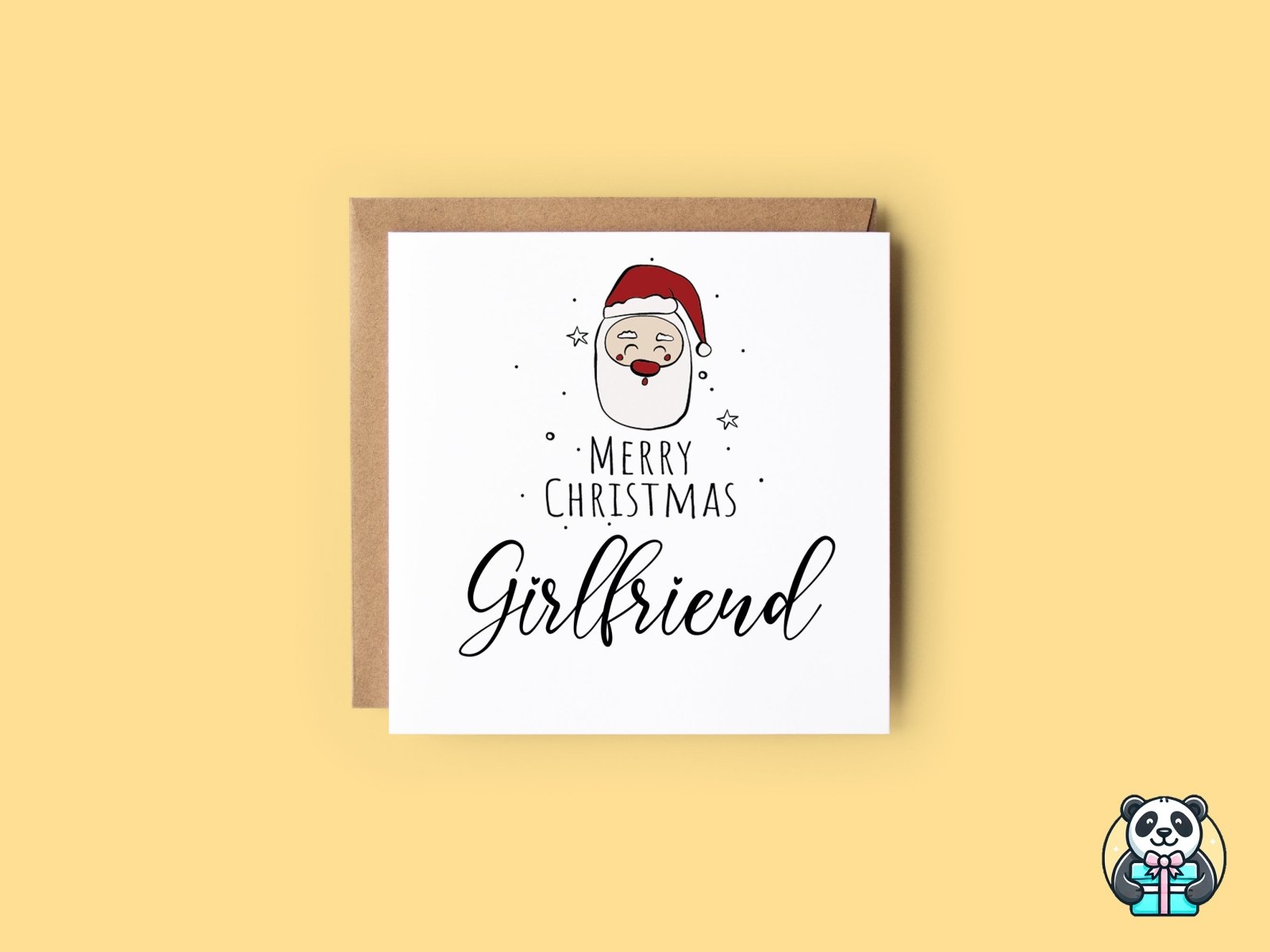 Merry Christmas Girlfriend - Santa Christmas Card - The Gifted Panda Main image