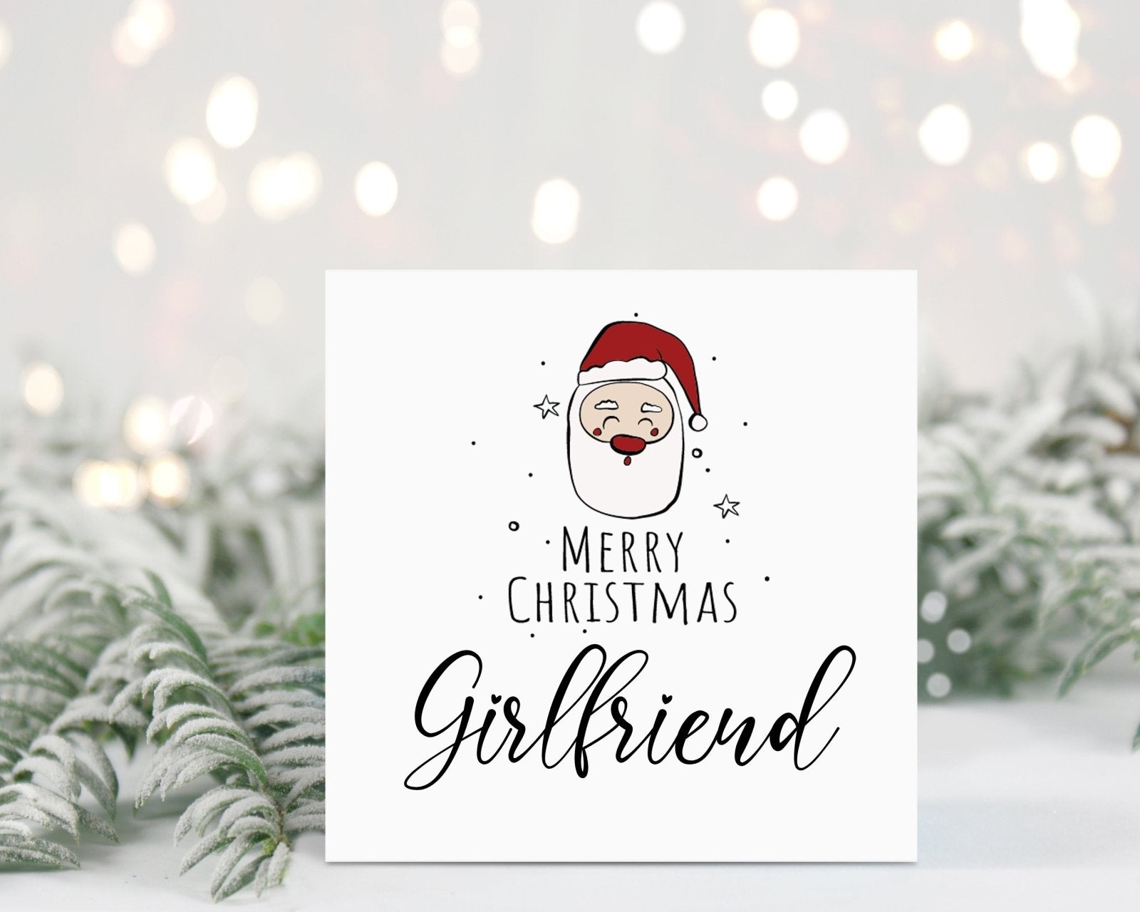Merry Christmas Girlfriend - Santa Christmas Card Secondary image