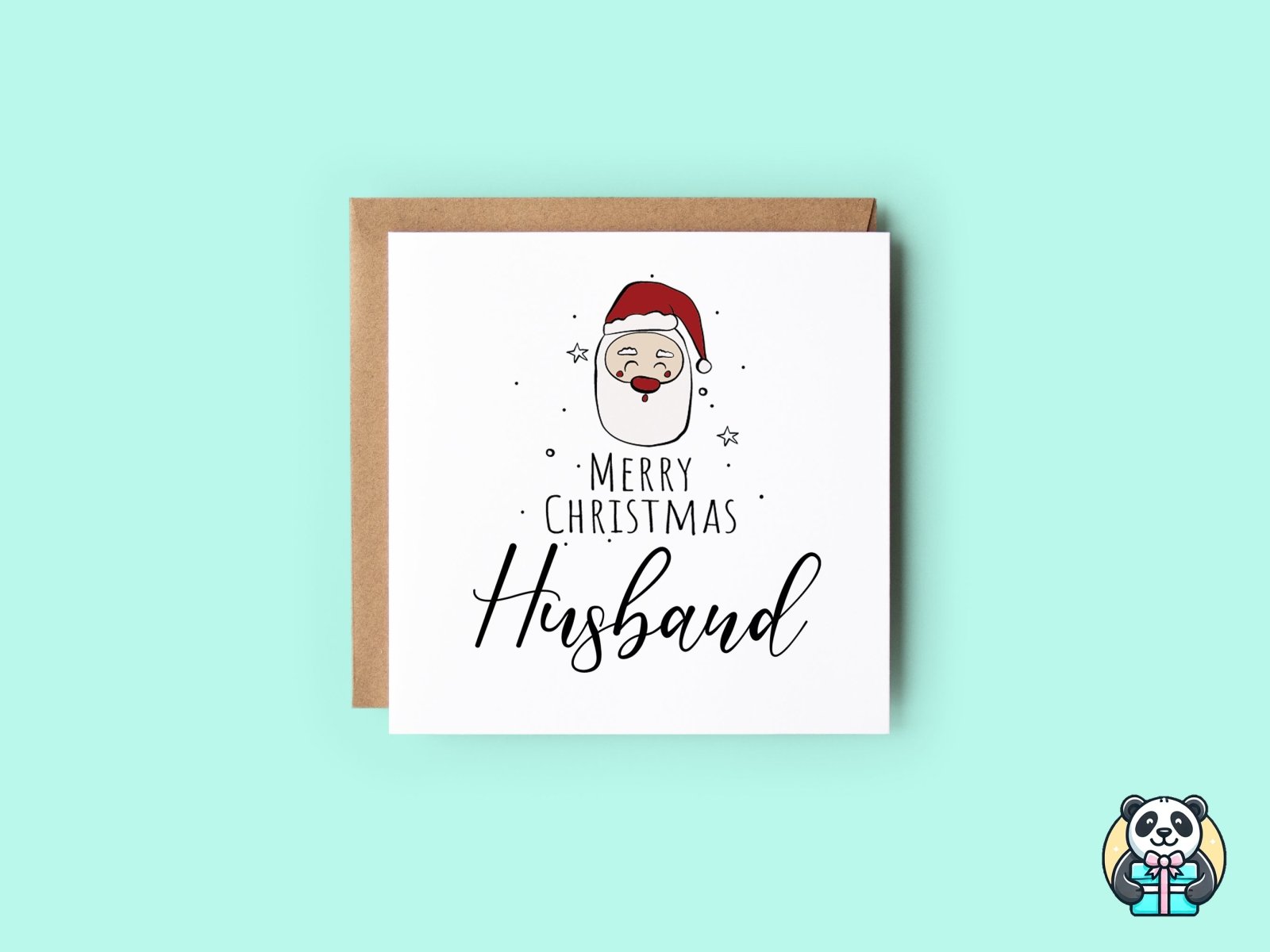 Merry Christmas Husband - Santa Christmas Card - The Gifted Panda Main image
