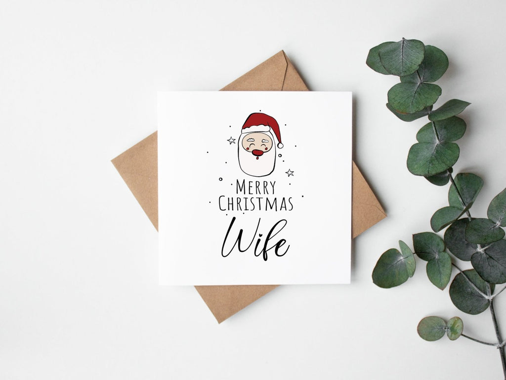 Merry Christmas Wife - Santa Christmas Card - The Gifted Panda