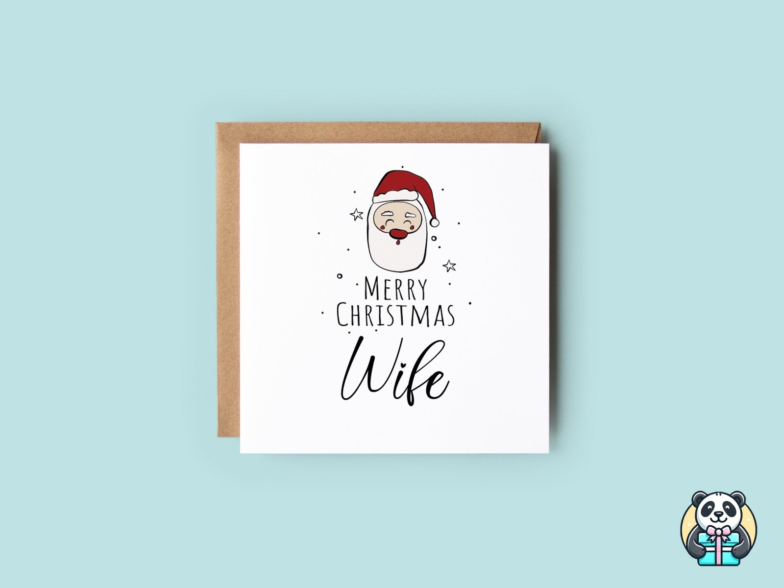 Merry Christmas Wife - Santa Christmas Card - The Gifted Panda Main image