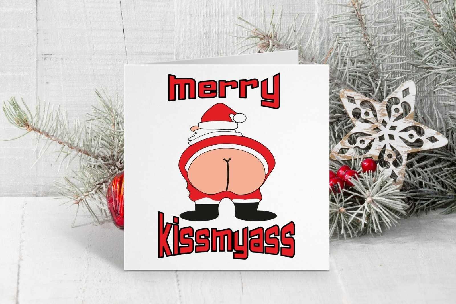 Merry Kissmyass Greetings Card - The Gifted Panda