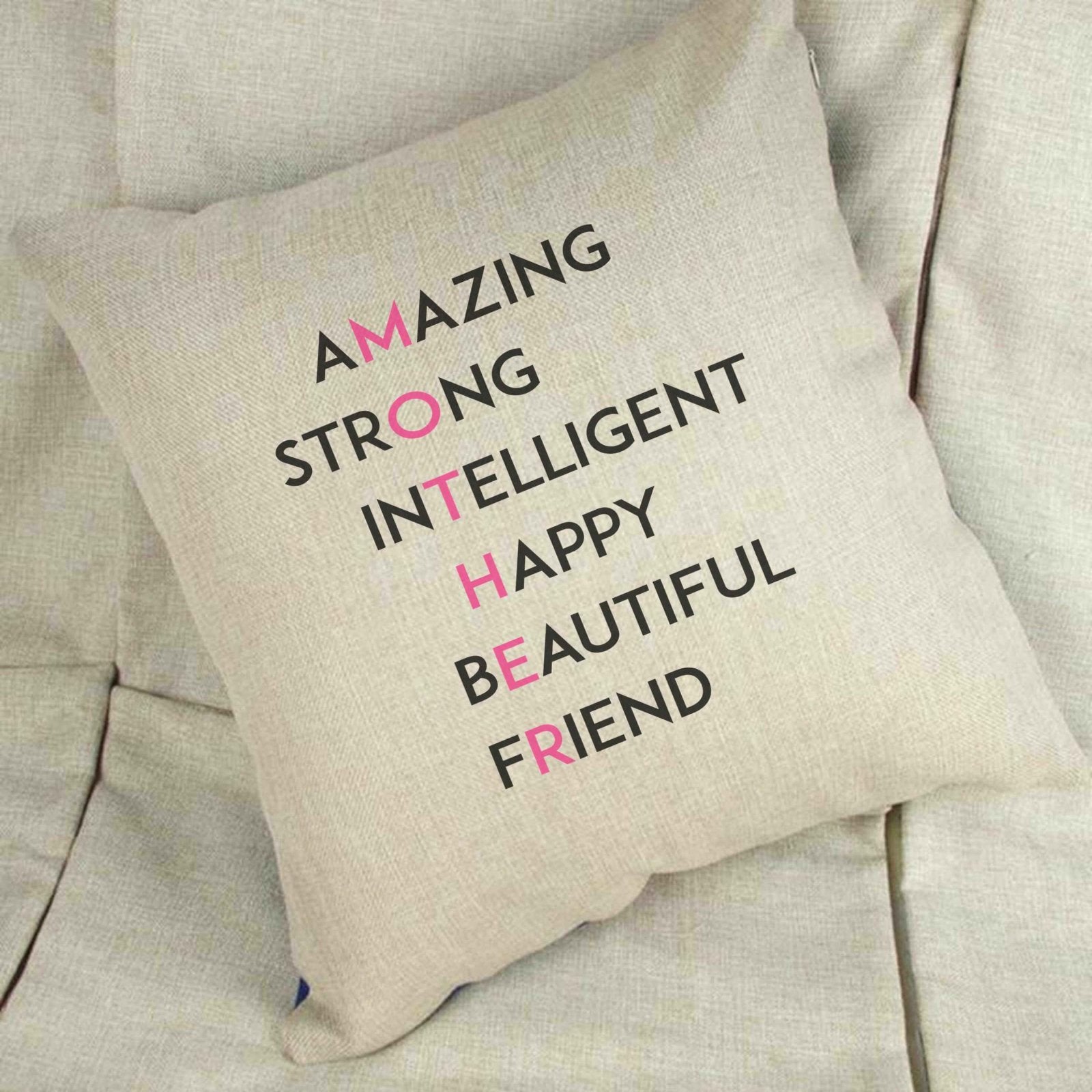 Mother Acronym Linen Cushion - The Gifted Panda