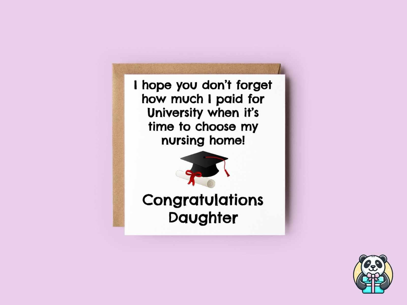Nursing Home Graduation Greetings Card - Daughter - The Gifted Panda