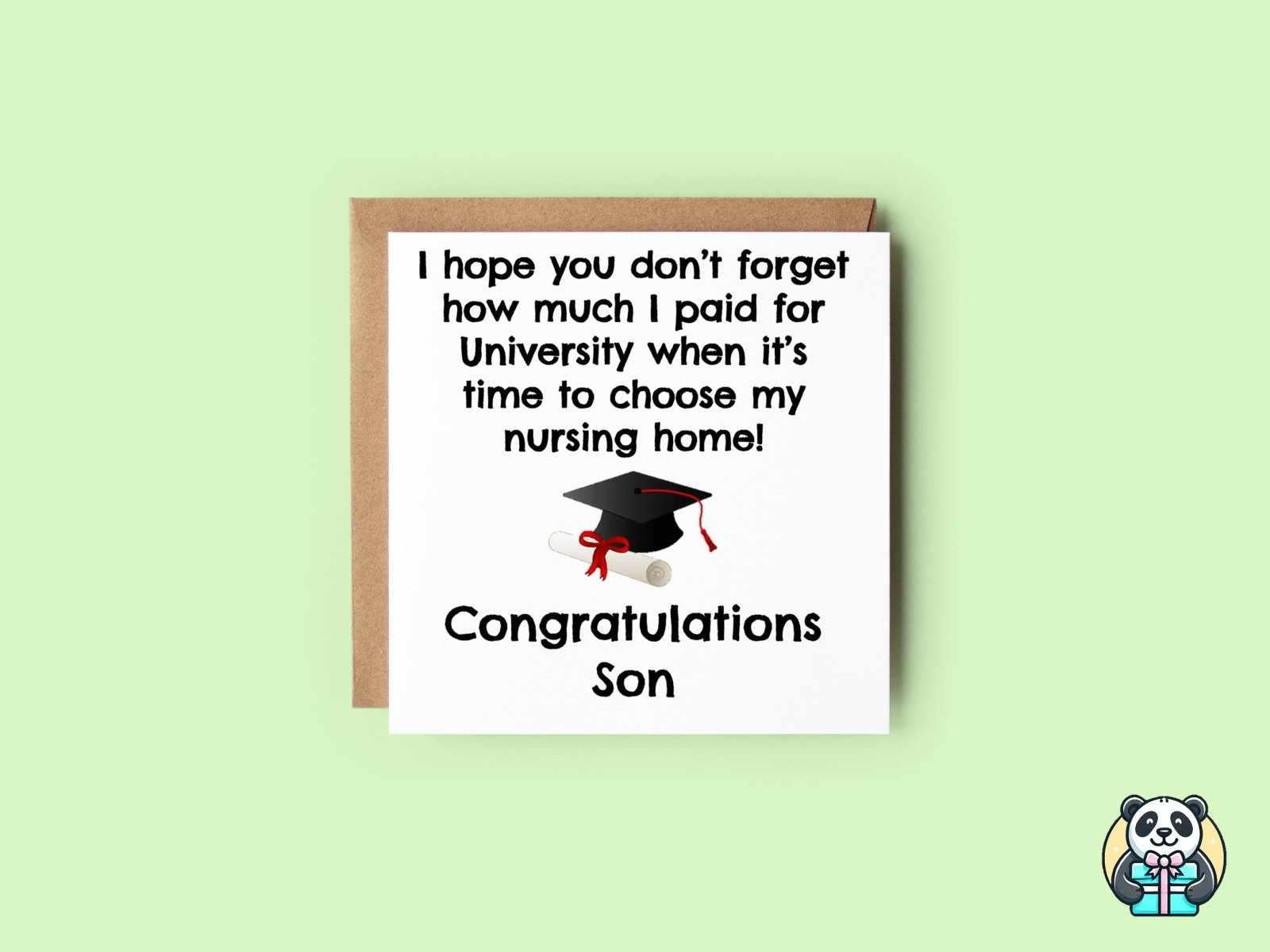 Nursing Home Graduation Greetings Card - Son - The Gifted Panda Main image