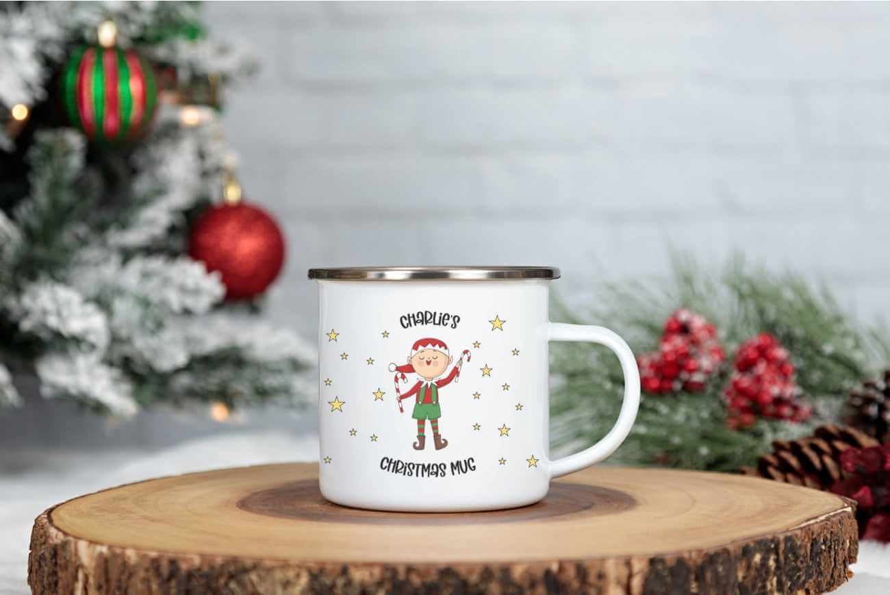 Personalised Christmas Enamel Mug - The Gifted Panda Main image