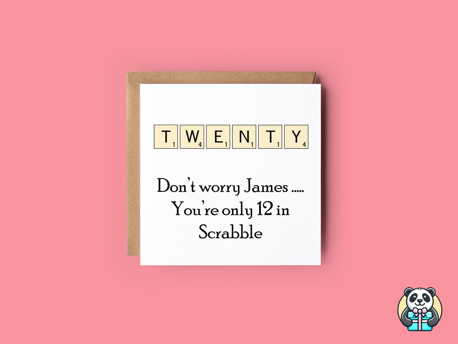 PERSONALISED Scrabble Age 20 Birthday Card - The Gifted Panda Main image