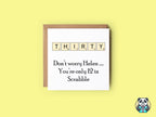 PERSONALISED Scrabble Age 30 Birthday Card - The Gifted Panda