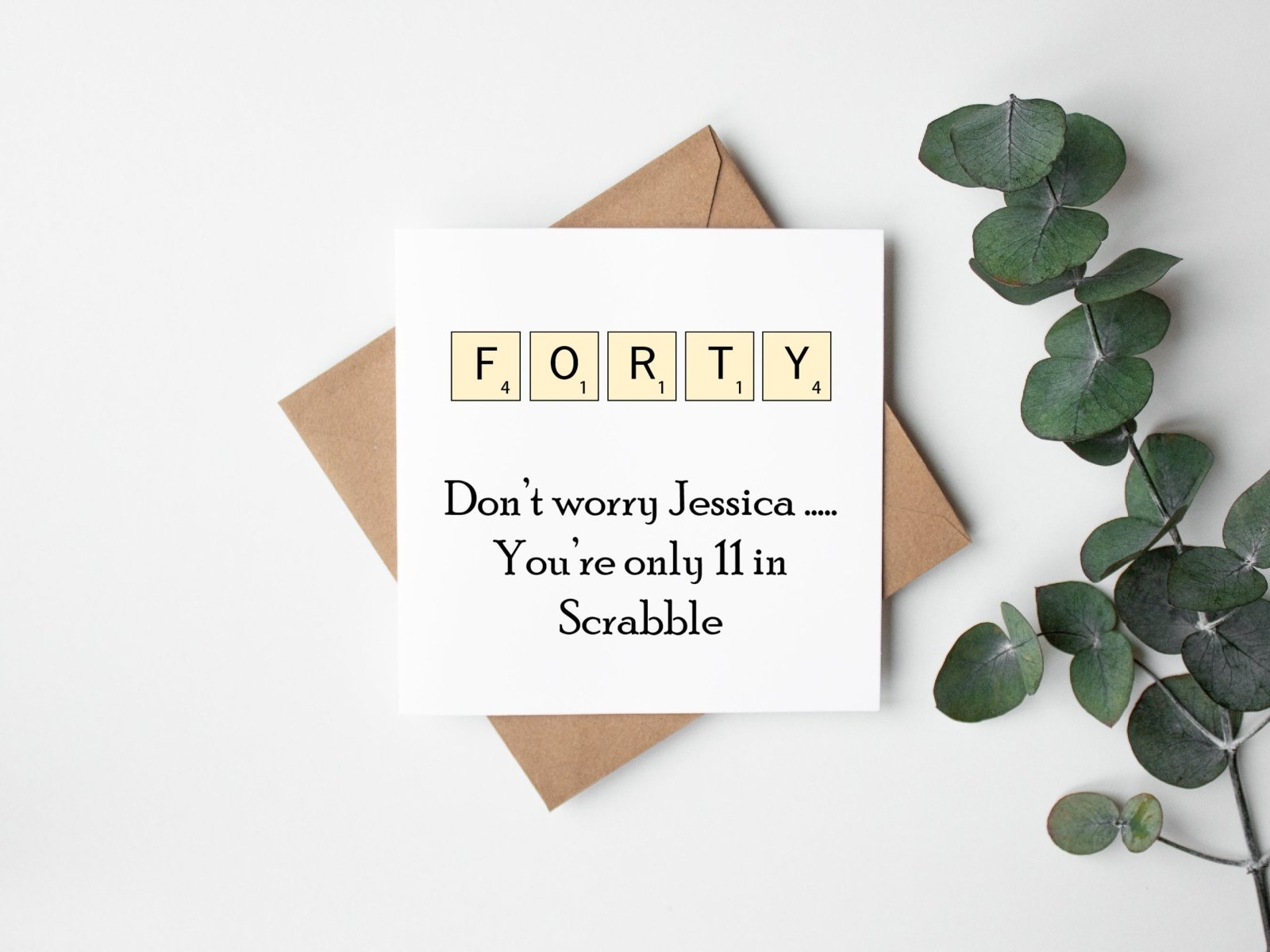 PERSONALISED Scrabble Age 40 Birthday Card - The Gifted Panda