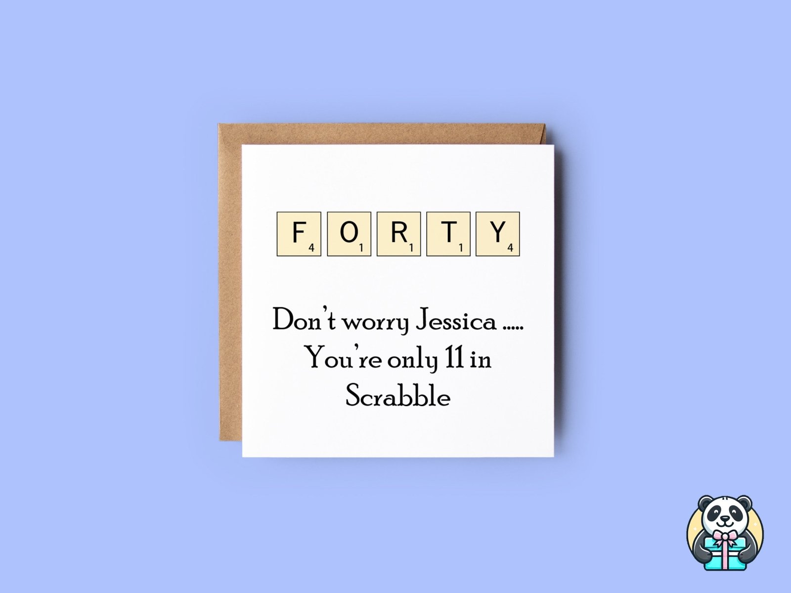PERSONALISED Scrabble Age 40 Birthday Card - The Gifted Panda Main image