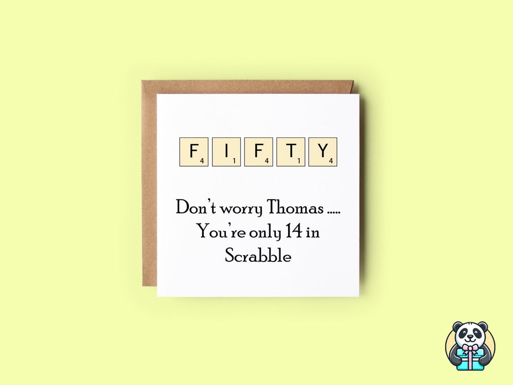 PERSONALISED Scrabble Age 50 Birthday Card - The Gifted Panda
