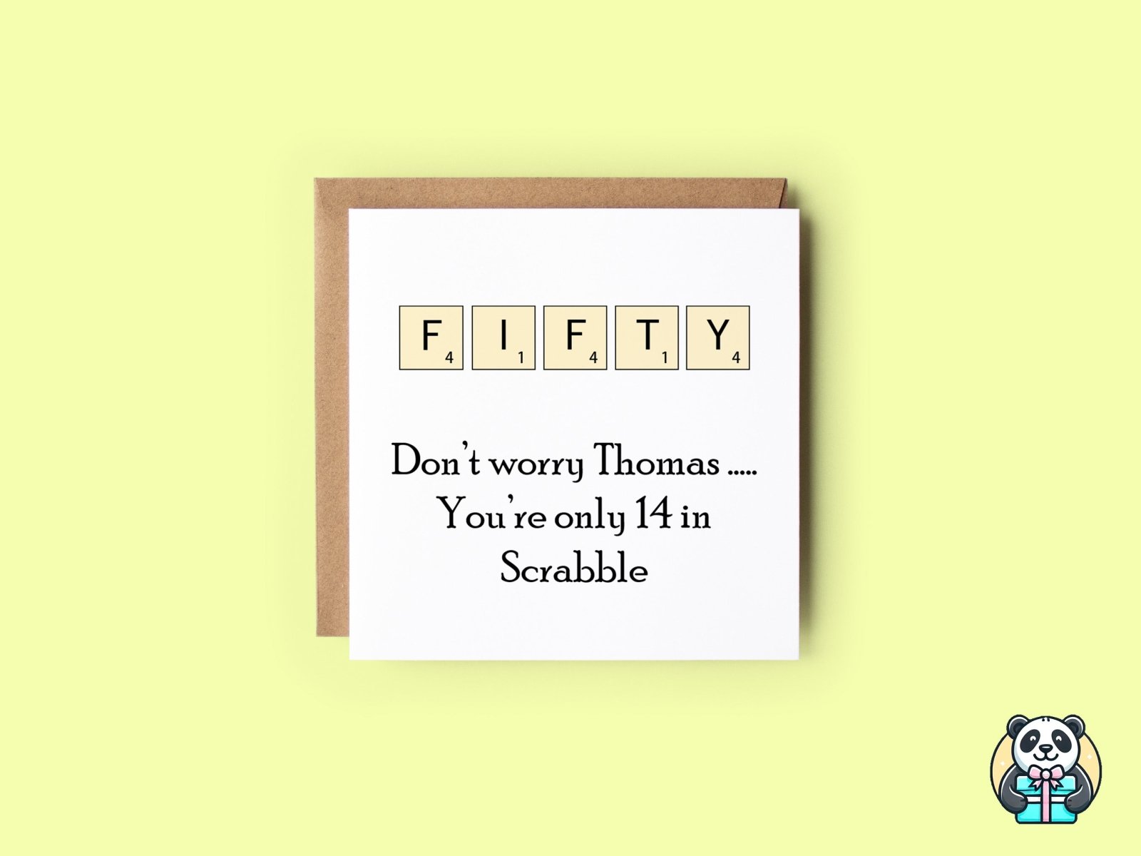 PERSONALISED Scrabble Age 50 Birthday Card - The Gifted Panda