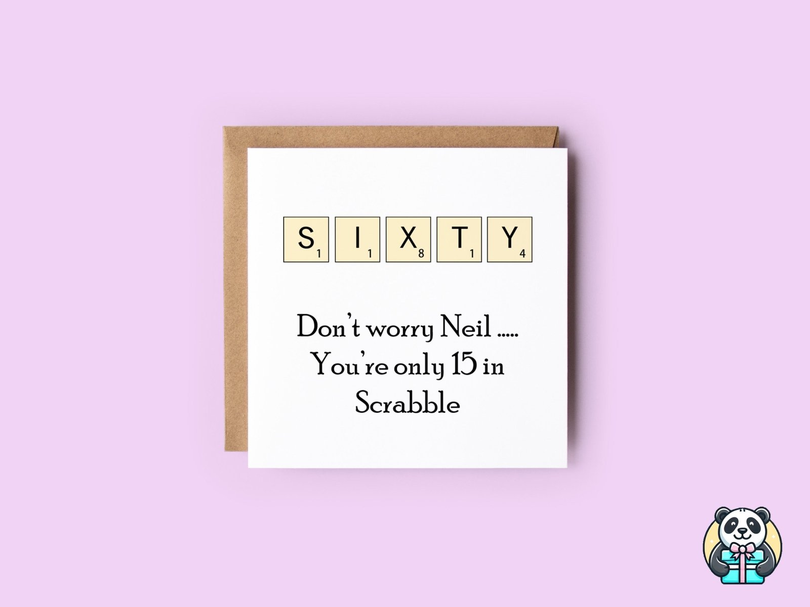 PERSONALISED Scrabble Age 60 Birthday Card - The Gifted Panda Main image