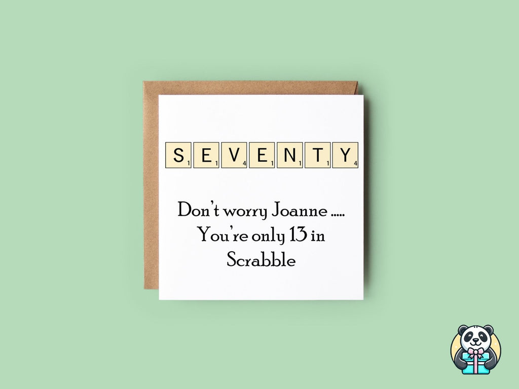 PERSONALISED Scrabble Age 70 Birthday Card - The Gifted Panda