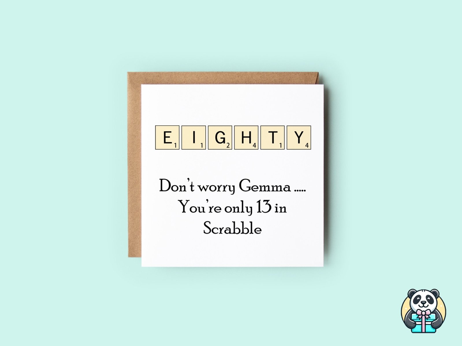 PERSONALISED Scrabble Age 80 Birthday Card - The Gifted Panda