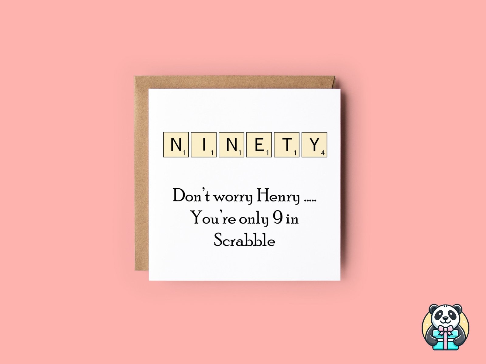 PERSONALISED Scrabble Age 90 Birthday Card - The Gifted Panda Main image