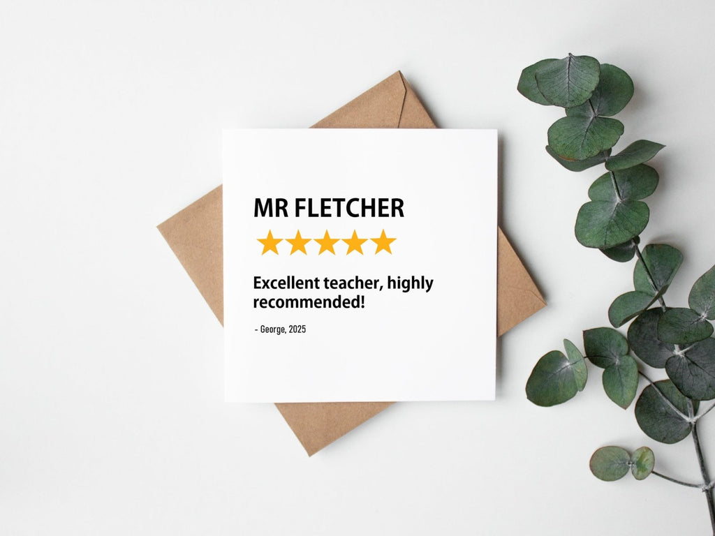 Personalised Teacher Rating Card - The Gifted Panda