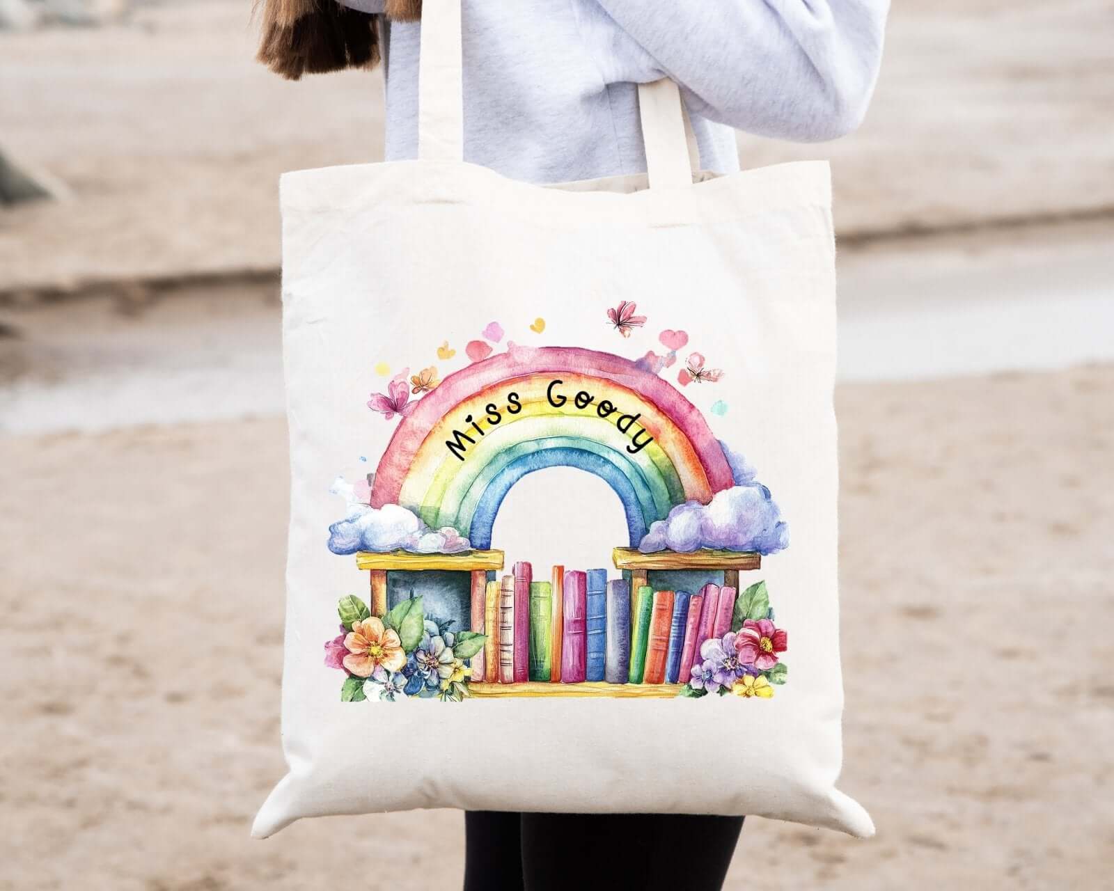 Personalised Teacher Watercolour Tote Bag - The Gifted Panda