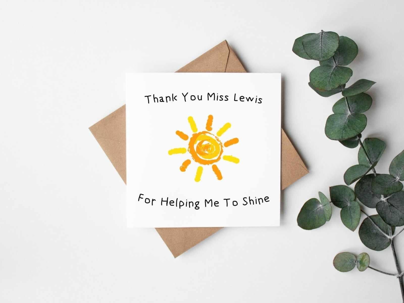 Personalised Thank You For Helping Me To Shine Greetings Card - The Gifted Panda