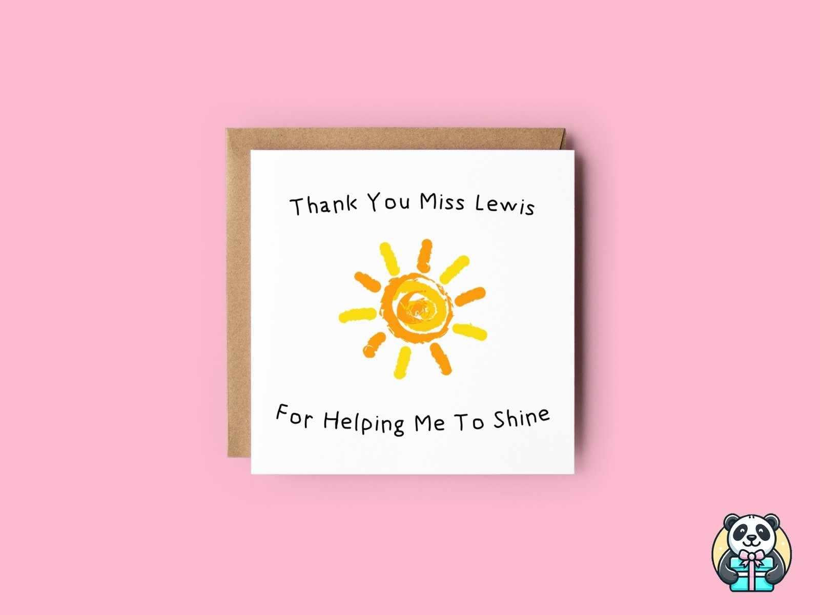 Personalised Thank You For Helping Me To Shine Greetings Card - The Gifted Panda Main image