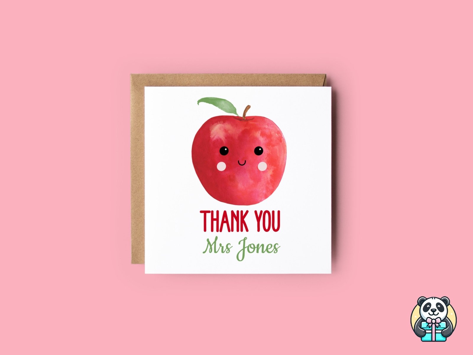 Personalised Thank You Teacher Apple Greeting Card - The Gifted Panda