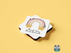 Personalised Thank You Teacher Brown Rainbow Coaster - The Gifted Panda