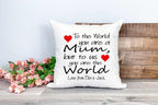 Personalised To The World You Are A Mum Linen Cushion - The Gifted Panda